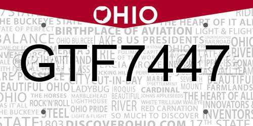 GTF7447 Ohio License Plate