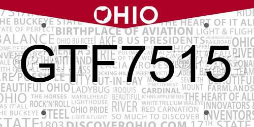 GTF7515 Ohio License Plate