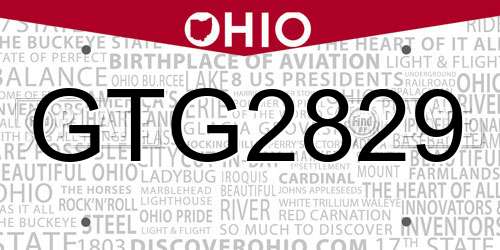 GTG2829 Ohio License Plate