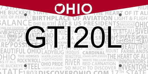 GTI20L Ohio License Plate