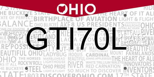 GTI70L Ohio License Plate