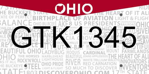 GTK1345 Ohio License Plate