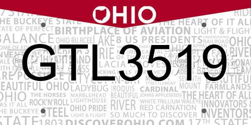 GTL3519 Ohio License Plate