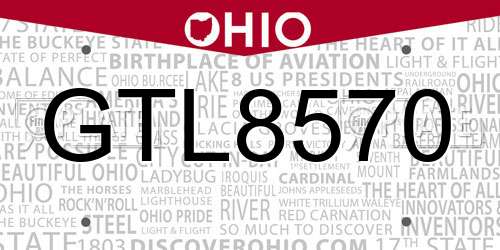 GTL8570 Ohio License Plate