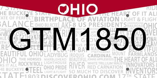 GTM1850 Ohio License Plate