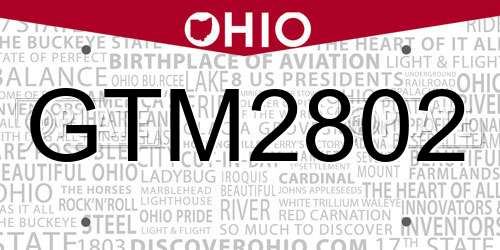 GTM2802 Ohio License Plate