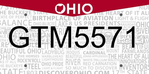 GTM5571 Ohio License Plate