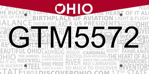 GTM5572 Ohio License Plate