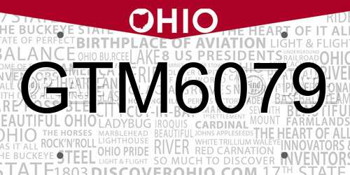 GTM6079 Ohio License Plate