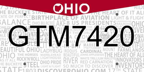GTM7420 Ohio License Plate