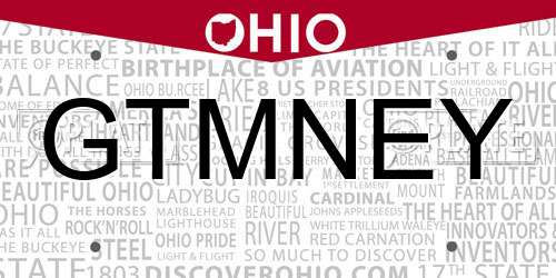 GTMNEY Ohio License Plate