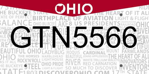 GTN5566 Ohio License Plate