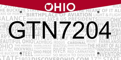 GTN7204 Ohio License Plate