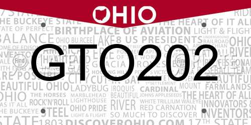 GTO202 Ohio License Plate