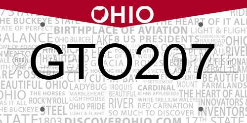 GTO207 Ohio License Plate