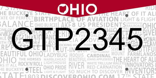 GTP2345 Ohio License Plate