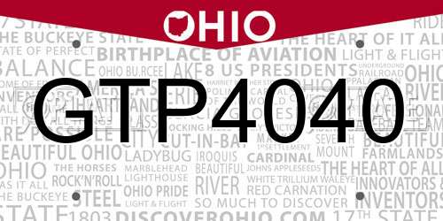 GTP4040 Ohio License Plate