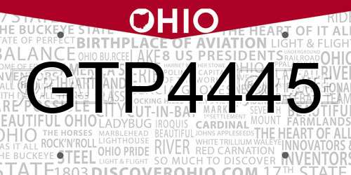 GTP4445 Ohio License Plate