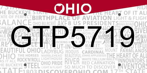 GTP5719 Ohio License Plate