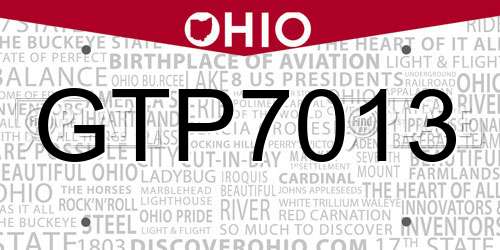 GTP7013 Ohio License Plate