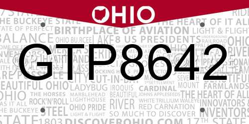 GTP8642 Ohio License Plate