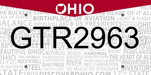 GTR2963 Ohio License Plate