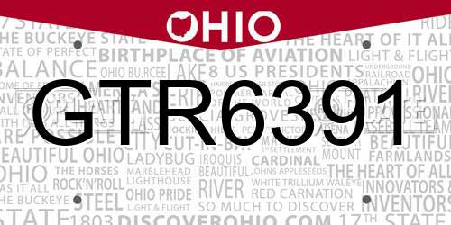 GTR6391 Ohio License Plate