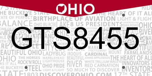 GTS8455 Ohio License Plate