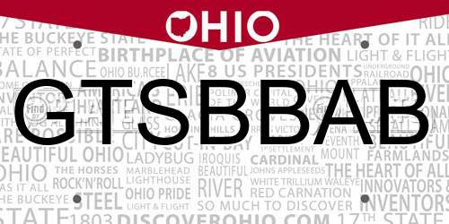 GTSBBAB Ohio License Plate