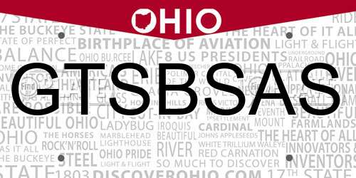 GTSBSAS Ohio License Plate