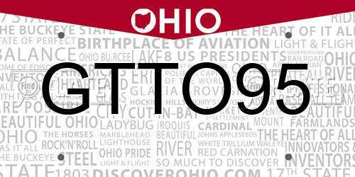 GTTO95 Ohio License Plate