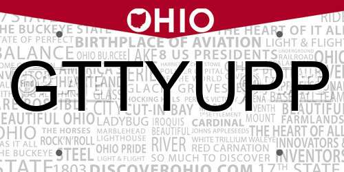 GTTYUPP Ohio License Plate
