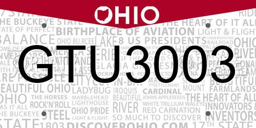GTU3003 Ohio License Plate