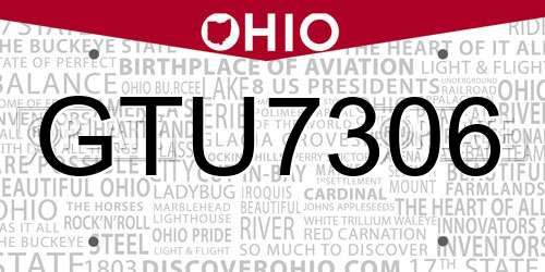 GTU7306 Ohio License Plate