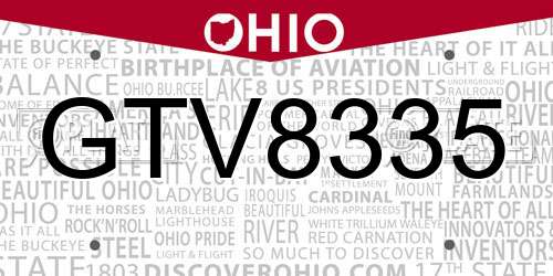 GTV8335 Ohio License Plate