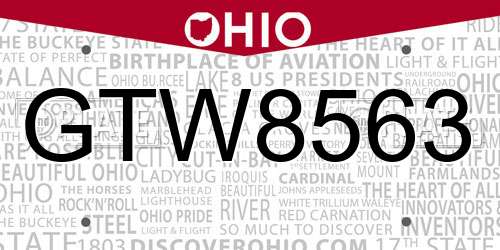 GTW8563 Ohio License Plate
