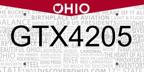 GTX4205 Ohio License Plate