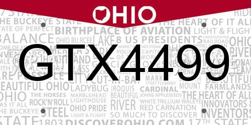 GTX4499 Ohio License Plate