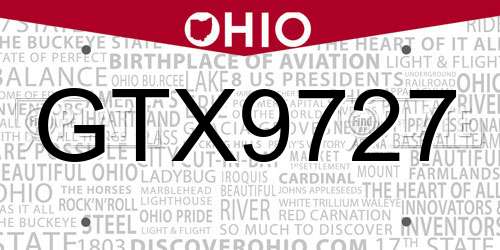GTX9727 Ohio License Plate