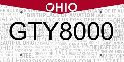 GTY8000 Ohio License Plate