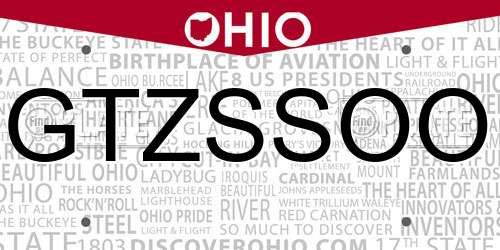GTZSSOO Ohio License Plate