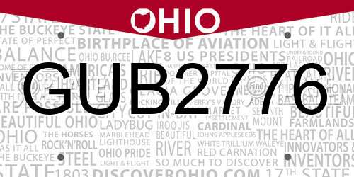 GUB2776 Ohio License Plate
