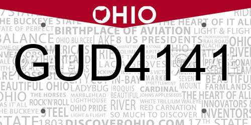 GUD4141 Ohio License Plate