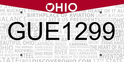 GUE1299 Ohio License Plate