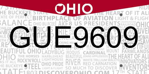 GUE9609 Ohio License Plate