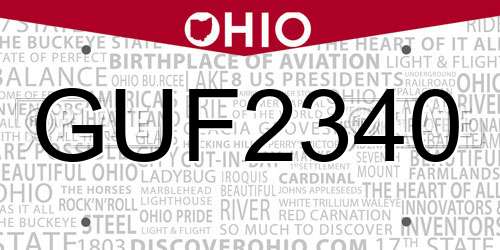GUF2340 Ohio License Plate