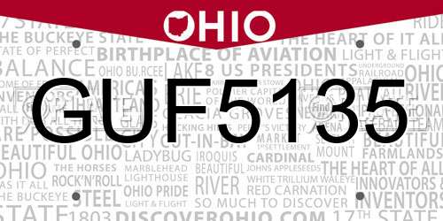 GUF5135 Ohio License Plate