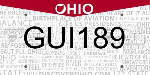 GUI189 Ohio License Plate