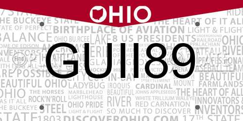 GUII89 Ohio License Plate