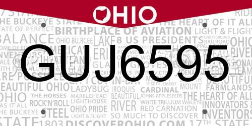 GUJ6595 Ohio License Plate